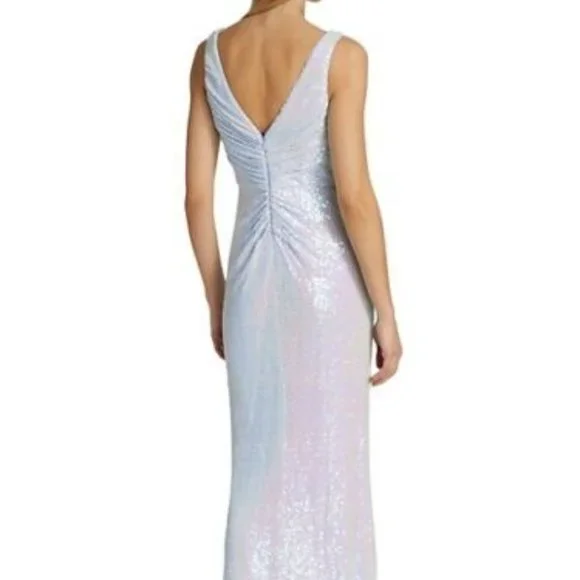 Badgley Mischka Sequined Ruched Gown Dress Color Blue Size 16